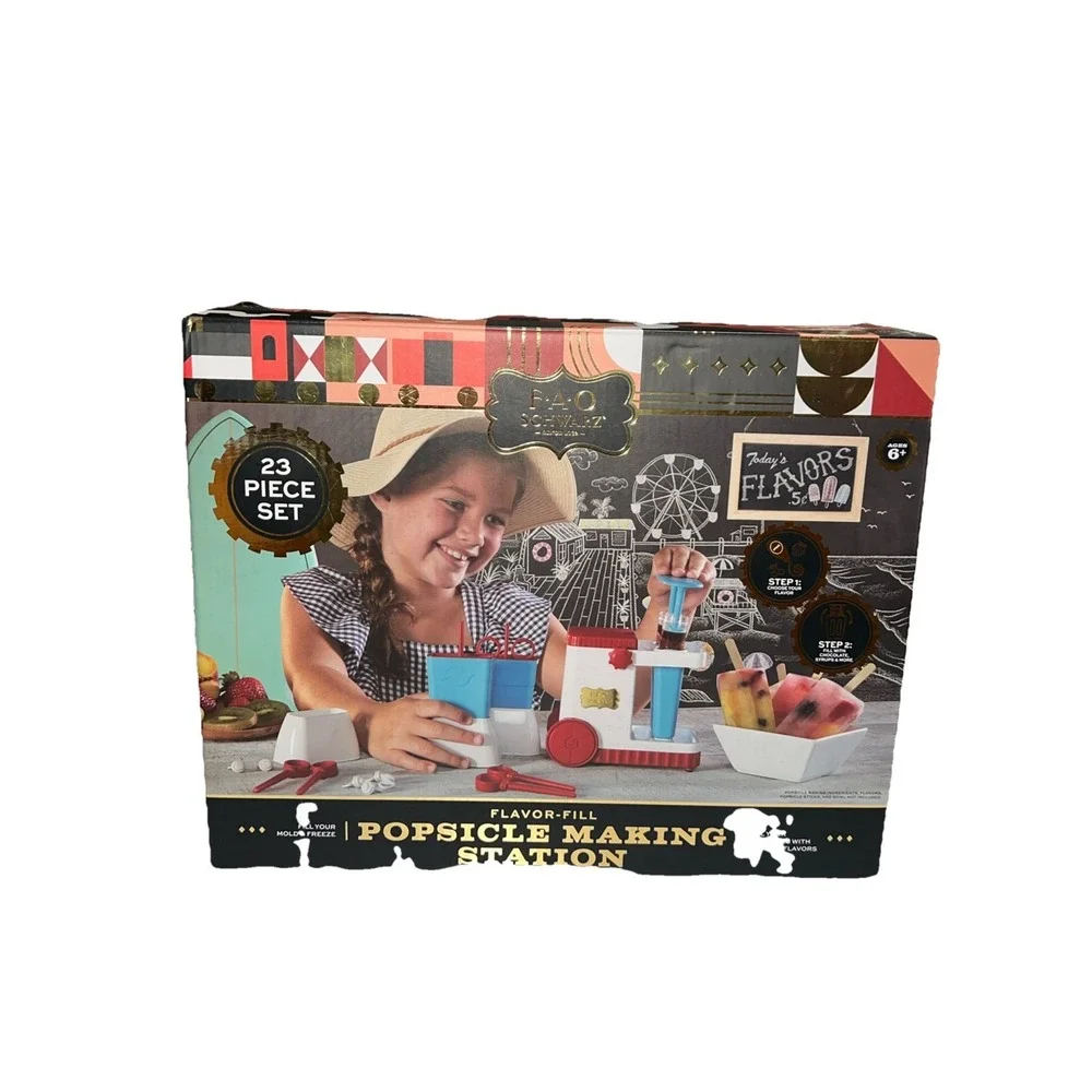 FAO SCHWARZ Flavor Fill Popsicle Making Station 23 Piece Set 2019 Ages 6+ New‎